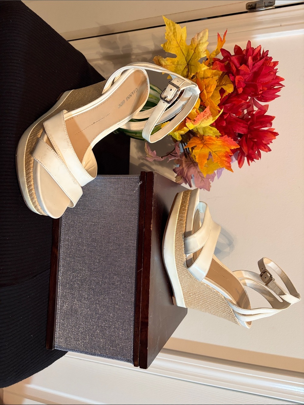 Gianni Bini Cream Wedge Sandals with Ankle Strap